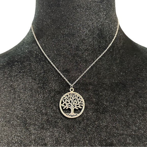 Tree Of Life Pendant Necklace Silver-Tone Stainless Steel Adjustable Chain 16.5" - Picture 1 of 4